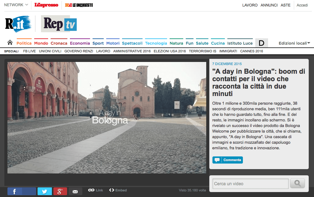 A DAY IN BOLOGNA articolo repubblica