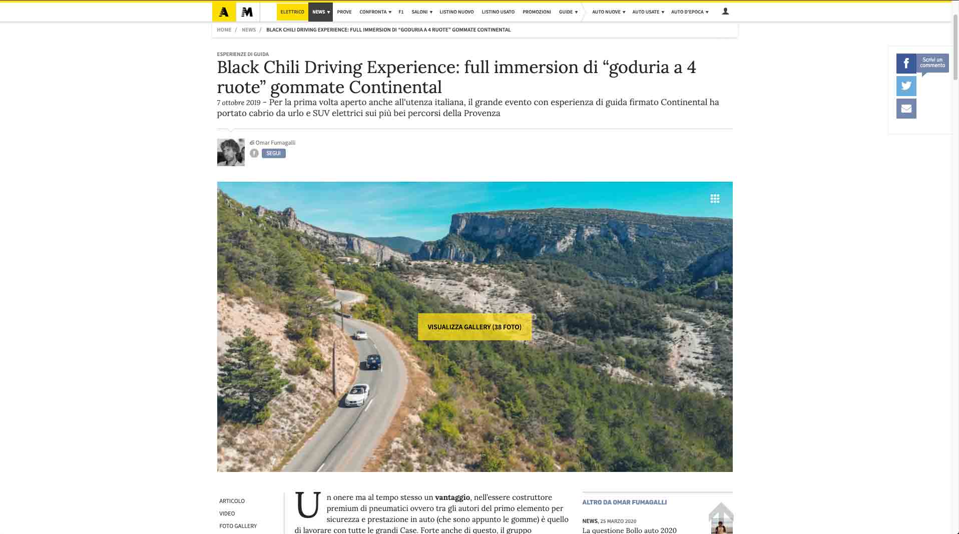 screenshot di un articolo di auotmoto.it