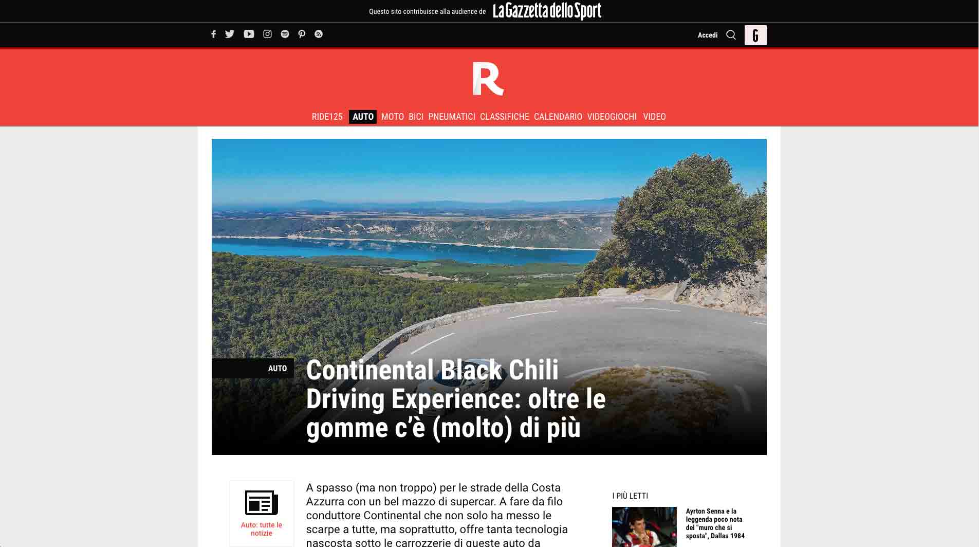 screenshot di un articolo di red-live.it